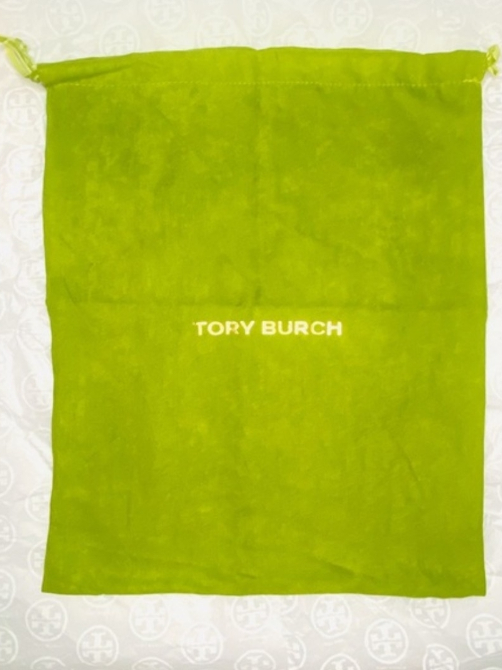 Tory Burch Bright Lime Green Logo Drawstring Dust Bag - Approximately 14x12